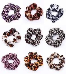 15 ألوان Leopard Velvet scrunchies ملحقات الشعر للنساء فتاة مرنة الشعر حلقة TIE حصان ذيل الحصان Rubber Leopard Band 857485
