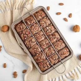 1pcs Brownie Pan Ekmek Kek Tavaları Pişirme Yemekleri Yapışmaz Bakeware kare kafes çikolata tatlı kek kalıp mutfak pişirme tavası 240227