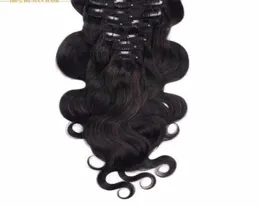 90 g bis 120 g gewelltes brasilianisches maschinell hergestelltes Remy-Haar 1 1b 2 4 8 Clip-in-Haarverlängerungen 16 bis 22 menschliche Clips88573692070522