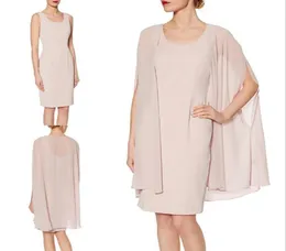 Blush knälängd Chiffon Mother of the Bride Dresses Elegant Formal Evening Wear Summer Brudgummen Långjacka bröllopsgäst Dre9033812