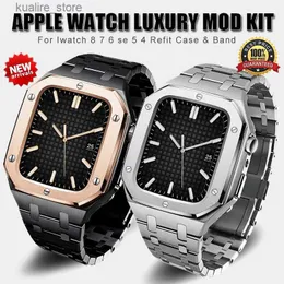 Watch Bands Luxury Modification Mod Kit for Apple 8 7 Case Strap 45mm 44mm Metal Bezel Frame for i Series 6 5 4 SE Accessories L240307