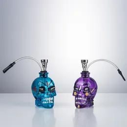 GB003 Shisha Glas Bong Schädel Rauchen Rohr Metall Schüssel Ein Schlauch Farbe Farbe Wasser Rohre