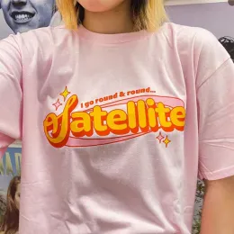 T-shirty I Kound Satellite Vintage Style 80s 90s Bawełniane koszule krótkie rękaw Lose bawełniane letnie koszulki Koszule estetyczne