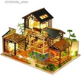 Arquitetura/casa de boneca diy, casa de boneca, modelo de casa de vila, kit de construção em miniatura, móveis, casa de bonecas, kit de madeira, brinquedos, presentes de aniversário p018