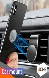 Magnetisk biltelefonhållare Mount Stand för iPhone Samsung Huawei Ltype Car Air Vent Mobile för telefon Universal med detaljhandelspaket5706422