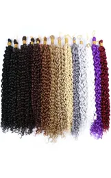 Lans 14quot onda de água crochê trança extensões de cabelo tranças loira pacotes kinky encaracolado crochê cabelo em massa 24 fios pacote ls221404663