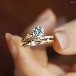 Pierścienie klastra huiyi prawdziwe moissanite Pierścień zaręczynowy