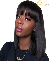 Bang Brazilian Remy Human Hair Wig With Straight Bob Human Hair Wigs Bang 150 Bob Wig with whome 6889000