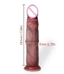 Novo 7in vibradores realistas deslizantes prepúcio mulheres masturbação enorme ventosa pênis falso lésbica adulto brinquedos sexuais para mulheres men3047875079