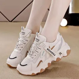 Dads Shoes Womens Instagram Trend 2023 Spring and Autumn New Thick Sole Heightening Little White Shoes Casual Breathable Student Sports Shoes