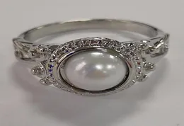 Vintage-Ring mit simulierter weißer Perle, versilbert, Hallow-out-Ringe für Frauen, Hochzeit, Verlobung, Modeschmuck, Geschenk B4T5943209850