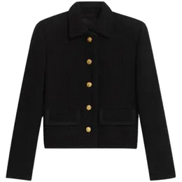 0425 S-XL Cappotto corto da donna a maniche lunghe in lana di pizzo tinta unita primavera e autunno di alta qualità 240228