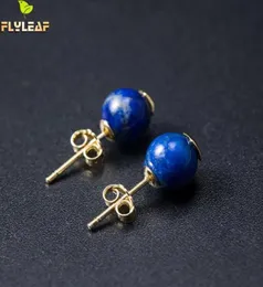 Stud 925 Sterling Silver Lapis Lazuli Earrings For Women Chinese Retro Style Lady Handmade Vintage Jewelry Flyleaf7149941