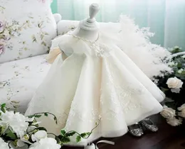 Sukienki dziewczyny 039S Born Chrzest sukienka dla dziewczynki biała pierwsza przyjęcie urodzinowe noszenie 3D Aplikacje maluch chrzcący ślub 8867990