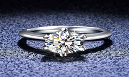 Sterling Silver Solid Wedding Ring 6 Prong 05CT 1CT 2CT Moissanite Diamond Engagement Rings For Women Promise Gift Fine Jewelry X8154671