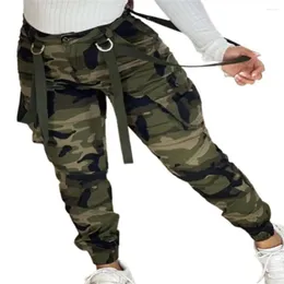 Pantaloni da donna Terrific Cargo Camouflage Stampa Strap Tasche resistenti all'usura Primavera