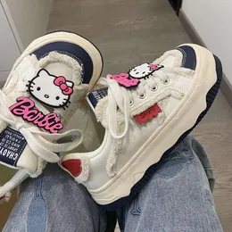 China-chique pequena multidão kitty co marca sapatos de dedo grande feminino 2024 nova primavera e outono sola grossa versátil pequenos sapatos brancos femininos