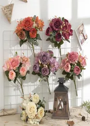 Falso peônia hortênsia 6 stemsbunch 1142quot comprimento simulação óleo pting rosa para casamento casa decorativa flores artificiais7104146