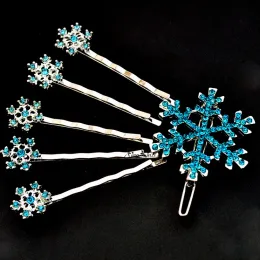 Mode Silvery Blue Snowflake Pins Set Rhinestone Girls Hairs Clips Pin Girl Student Hairpins Accessories Hair Clip Barrettes Huvudbonad ZZ