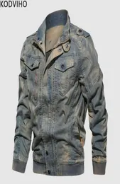 Denim blå jacka mens stativ krage vår höst kappa plus storlek jeans outwear män 3d bomull överrock retro märke kläd ceket m7316066