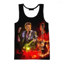 Erkek Tank Tops Yaz Johnny Hallyday 3D Baskılı Yelek Erkek Hip Hop Moda Günlük Kolsuz Harajuku Street Giyim Gömlek