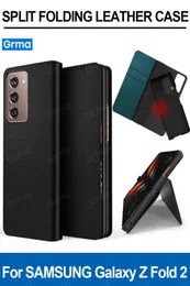 GRMA Luxury All Covere Vegan Leather Carbon Fiber Flip Case för Galaxy Z Fold2 Fold 2 Folder 5G Foldble Phone Cover Cell Cases4369513