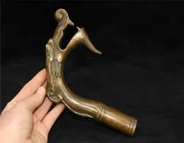 Chinese Old Beijing Old goods Copper Faucet shape crutch head handle8400699