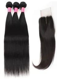 Meetu Whole Extensions 8A Mink Brazilian Peruian Malaysian Virgin Straight 3人の人間の髪の束44レース閉鎖WOM5391051