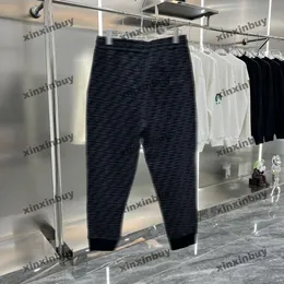 xinxinbuy Pantaloni firmati uomo donna Doppia lettera jacquard Primavera estate Pantaloni casual Nero blu M-3XL