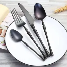 Servisuppsättningar 24/30 st vintage frost Tabelleriserade bestick set 304 Stainles Steel Knife Spoon and Fork Matte Kitchen Accessories