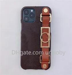 New 2021 Leather Wristband Luxury Cellphone Cover Designer Brown Flower Pattern Phone Cases for iPhone 12 11 pro max X XR Xsmax 7 9104084