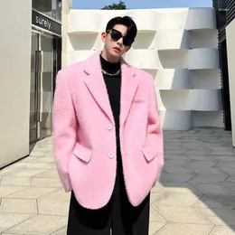 メンズスーツsyuhgfaを着る韓国のカジュアル肥厚ウールのスーツコート2024秋の冬ルーズシンプルな長袖ブレザー