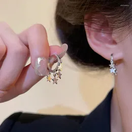 Hoop Earrings Gothic Version Small Star Cute Silver Color Tassel Geometric Style Earring Korean Fashion Punk Y2K Jewelry 2024