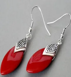 Fabuloso de Plata 925 Coral Rojo Plano Gota Pendientes 145quot8546524