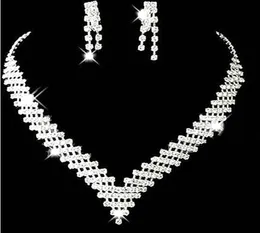 Günstige Hochzeits-Brautschmuck-Sets für Mädchen, Ohrringe, Halskette, Kristalle, formelle Weihnachtsfeier, Strass-Accessoires, meistverkauft2078850