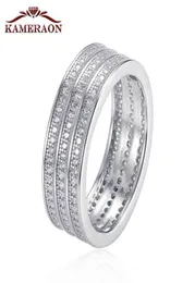 Kameraon prata esterlina 925 jóias feminino039s cristal anel largo brilhando simulado diamante personalidade prata fina feminino g8573251