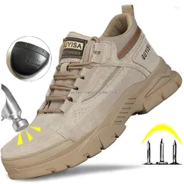 Boots Guyisa Construction Work Shoes Men Steel Toe Safety Anti-stab Anti-smash Male Protective Footwear