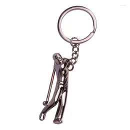 سلاسل المفاتيح وصول 3D يدويًا مصنوعة يدويًا من الفولاذ المقاوم للصدأ المادة الرياضية Brelok Golf Keyring Figat