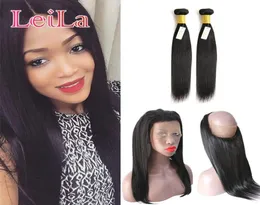 Peruvian Straight Hair 360 Lace Band Frontal 2 Bundles 3pcsset 360 Lace Virgin Hair Hair with Bady Hair Natural Color4426662