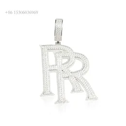 Melhor designer de jóias iced out personalizado rr carta pingente para colar sier vvs moissanite moda jóias pingentes encantos