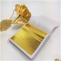 Craft Tools Imitation Gold Sier Foil Paper Leaf Sheet Gilding Diy Art Craft Birthday Party Wedding Cake Dessert Decorations Drop Deliv Dhxhm