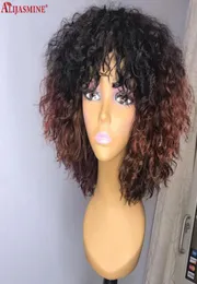 Ombre Brown Lace Front Human Hair Wigs For Women Short Afro Kinky Curl With Bang Brazilian Remy 13x6 Lace Front Wig 1306350145