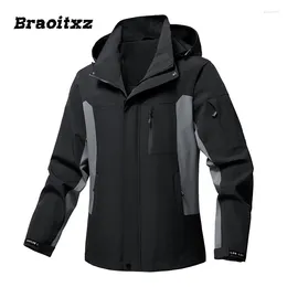 Men's Jackets Men Spring Autumn Outdoor Windproof Waterproof Fashion Casual Jacket Coat Detachable Hooded Contrasting Color