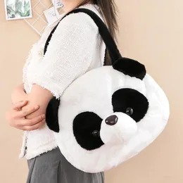 Torby na ramię Woman Black White Słodka kreskówka panda crossbody zamki błyskawiczne miękki i wygodny puszysty prezent dla dziewczyny