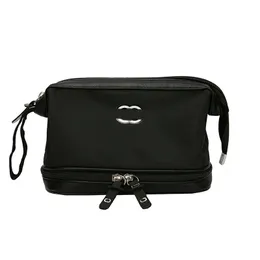 Designer Storage Boxes Black Color White Letters Large Capacity Fashion Handheld Makeup Bag Waterproof