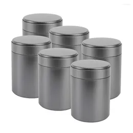 Storage Bottles 6pcs Cylinder Tinplate Jars Tea Leaves Sealing Loose