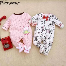 Footies Prowow 0-12M Bebê Meninas Roupas Rosa Coelho Cisne Footies Pijamas Para Bebês Manga Longa Recém-nascidos Romper Macacão YQ240306