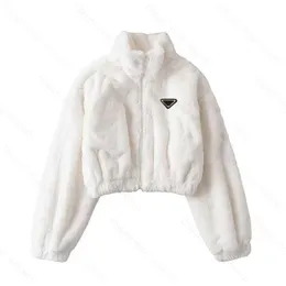 Womens Jacket Wool Coats Woman Fur Thick Jackets Plush Windbreaker Long Sleeves With Letters Budge Coat S-L