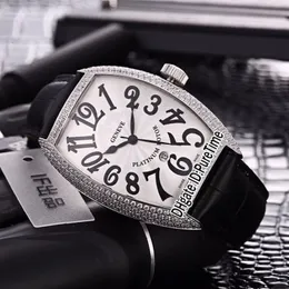 Nova Casablanca 8880 C DT Aço Prata Diamante Moldura Prata Dial Japão Miyota 8215 Relógio Automático Masculino Pulseira de Couro Preto Watches249T