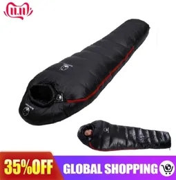 Winter Ultralight Thermal Adult Mummy 95 White Goose Down Sleeping Bag Sack Compression Pack för backpacking camping vandring 210612514994